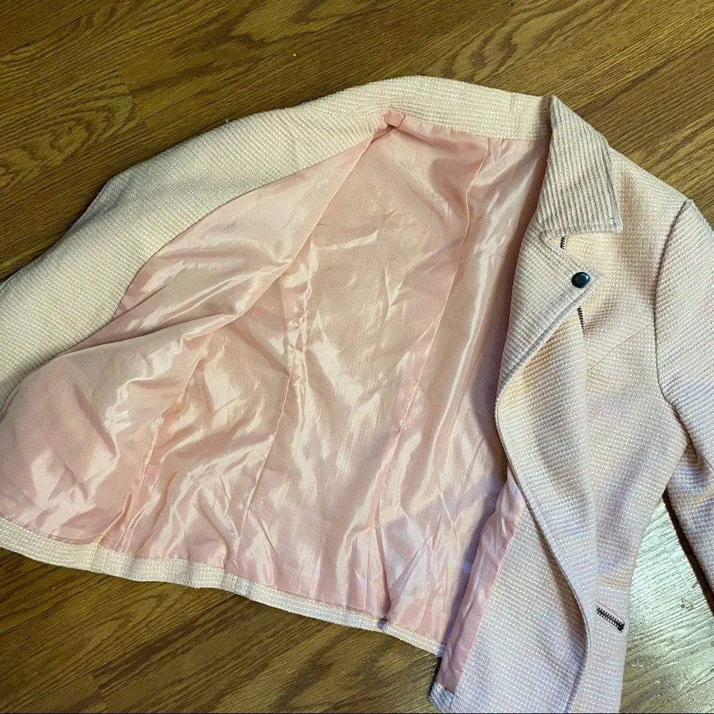 Vintage Y2K Tweed Pink Moto Jacket Size Large